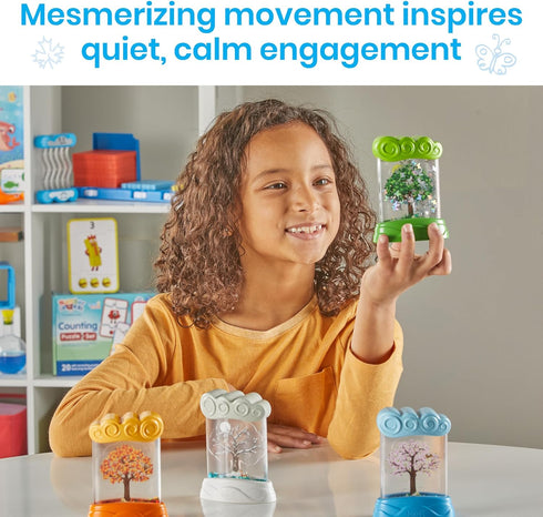 hand2mind Changing Seasons Sensory Tubes, Quiet Fidget Toys for Kids 3-5, Calming Weather Science Toys for Preschool
