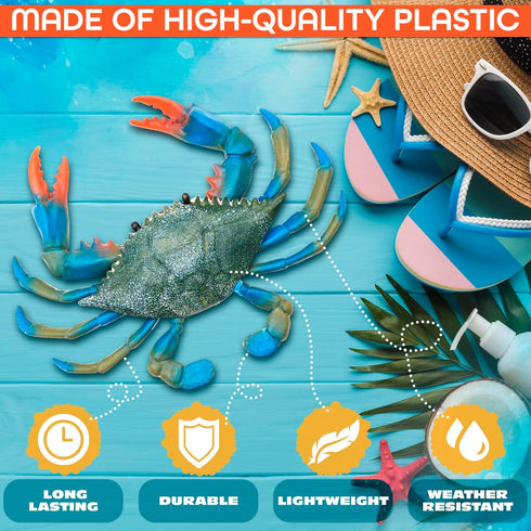 2 6.6 5.3" Pcs Blue Crab Toy - X Imitation Crab Decorations with Lifelike Texture and Detail - Plastic Sea Creatures