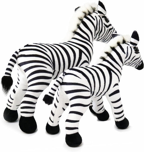 Ice King Bear Mom and Baby Stuffed Animals Set, Zoo Wild Animals (Zebra)