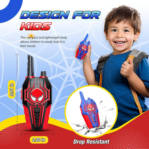 Spider Walkie Talkies for Kids Ages 3-8, 2 Pack Camping 2 Way Radio Outdoor Toy Birthday Gift for Boys