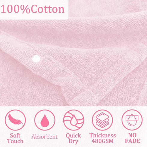 100% 0-24Months VOOVA & MOVAS Pink Toddler Hooded Towel with Bear Ear | Cotton, Ultra-Soft & Absorbent Baby Bath Robe |