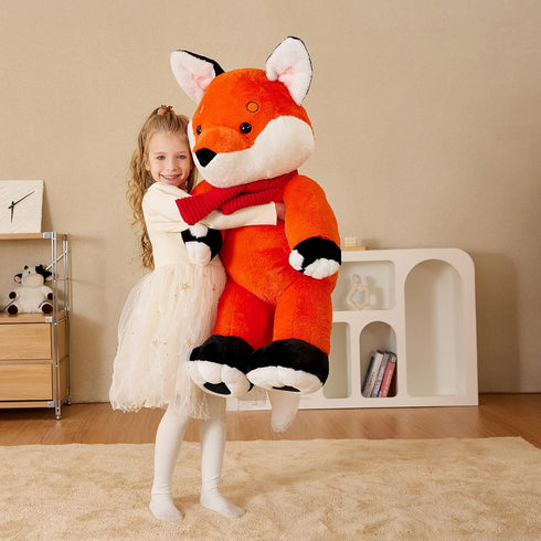 EARTHSOUND Giant Fox Stuffed Animal Plush Toy - Large Realistic Jumbo Soft Toys, Cute Huge Fluffy Plushy Gift for Kids