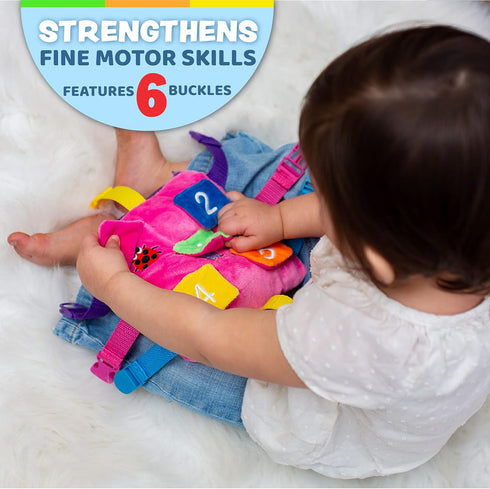 Buckle Toys - Bella Square - Learning Activity Toy - Develop Motor Skills and Problem Solving - Easy Travel Toy Perfect