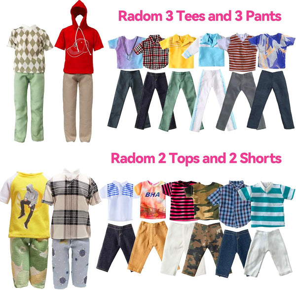Babeilei 13 11.5 Inch 5 5 2 Swimming Pieces Doll Clothes and Accories for Boy Doll Outfit, Random Tops, Pants, Pairs