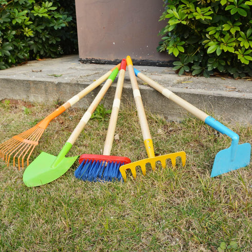 5PCS 27.6 Inch 3 Kids Garden Tools, Outdoor Toys, Shovel for Digging Sand, Kid-Sized Rake, Long Gardening Tools