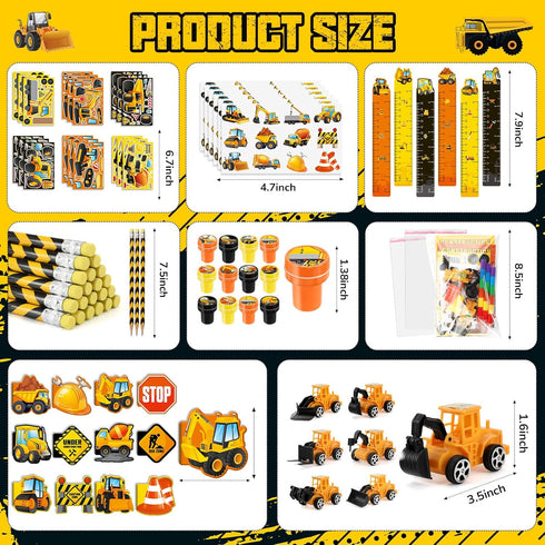 96Pcs Set BenLouis Construction Party Favors Excavator Tractor Theme School Stationery Bulk for Kids Construction