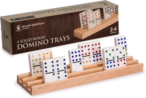 Yellow Mountain Imports Premium Beechwood Domino Racks/Trays (10-Inch) - Set of 4