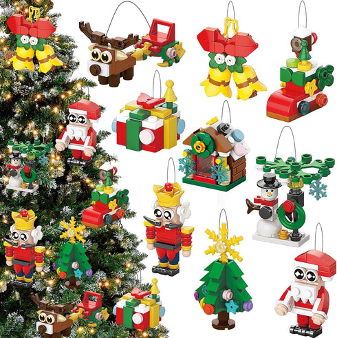 JOICEE Christmas Ornaments Building Blocks, 18 Pack Xmas Tree Ornaments Building Sets