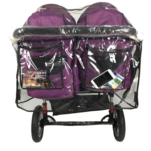 EZTongPin Rain Cover for Double Stroller,Universal Size Weather Shield for Side by Side Double Baby Stroller.