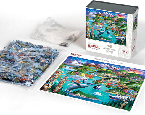 500 Boardwalk Puzzles Alaska's Inside Passage, Piece Jigsaw Puzzle for Adults, Made in USA