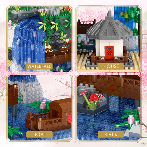 Kitoyz Cherry Blossom Bonsai Tree Building Set, Micro Mini Building Blocks Set, Japanese Sakura Tree House (3220 PCS)
