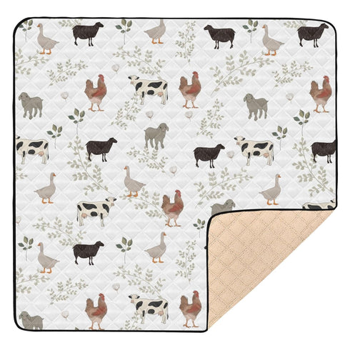 KICPOAY Baby Play Mat Farm Cow Rooster Goose 50 x 50 Playpen Mats