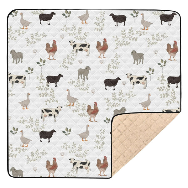 KICPOAY Baby Play Mat Farm Cow Rooster Goose 50 x 50 Playpen Mats