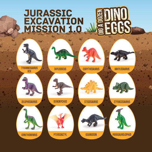 Easter Dig a Dozen Dino Egg Dig Kit for Kids - 12 Eggs & Surprise Dinosaurs, Educational STEM Activities Gift
