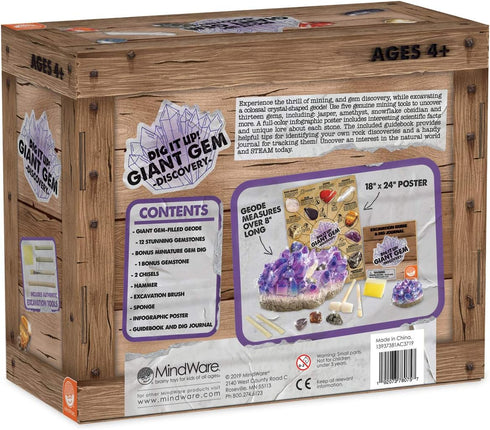 12 1 4+ MindWare Dig It Up Giant Gem Discovery Kit - Gemstone Dig Kit Offers Geology for Kids with Real Polished Hidden