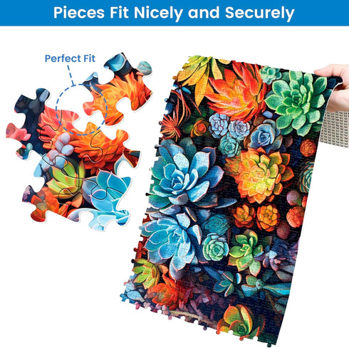 2 Pack Jigsaw Puzzles for Adults - 1000 Pieces - Succulents and Mushrooms - Difficult DIY Game Toy