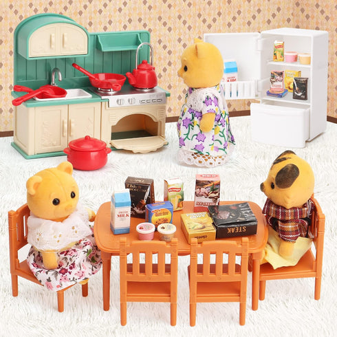 Dollhouse Furniture Set for Kids, Miniature Doll House Accessories for Boys Girls & Toddlers Age 3+