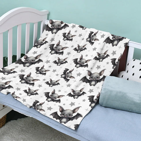 Cozy 40x30 Halloween Bats and Stars Baby Blanket Gifts for Boys Girls Super Soft Blanket Swaddle Newborn Receiving