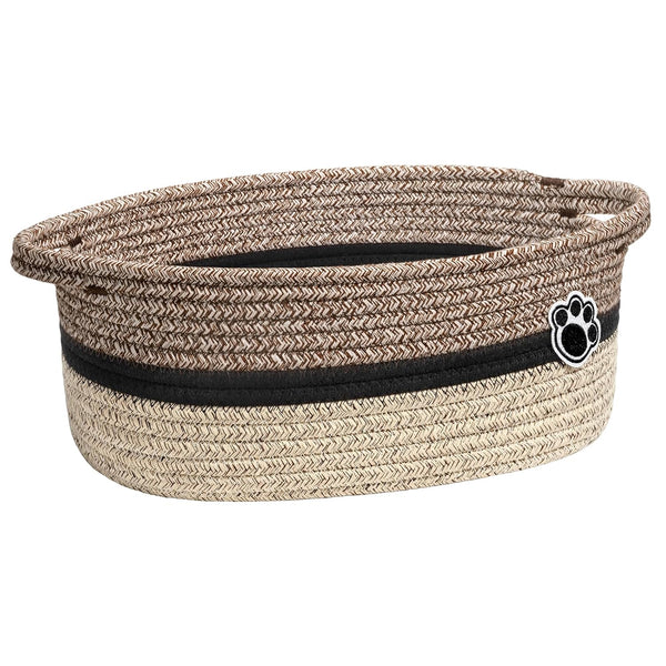 Dog Toy Basket - Small Woven Storage Basket for Gifts, Towels, Nursery, Living Room, Toy Storage Organizer Bins (12 x 8