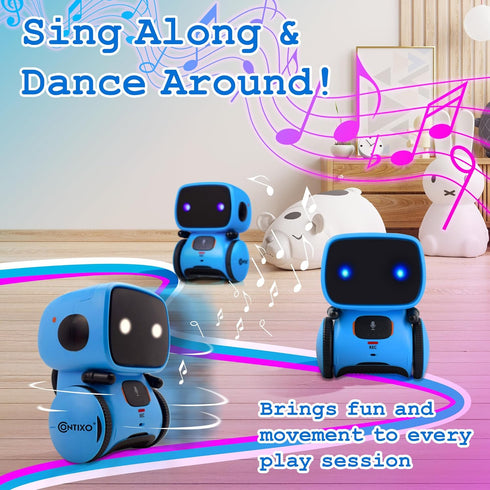 R1 3-8 Contixo Kids Robot Toy, Blue Interactive Smart Robots with Voice Control Talking Dancing Learning Touch Sensor