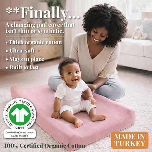 100% Plush Organic Changing Pad Covers Boy, Girl - GOTS Certified Organic Cotton Changing Table Pad Cover, Baby Nursery