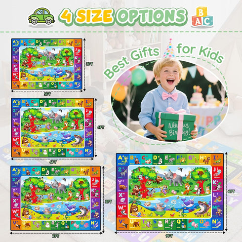 Rogara Kids Rug for Playroom, Educational Learning Play Mat, Soft Non-Slip Machine Washable ABC Alphabet Carpet