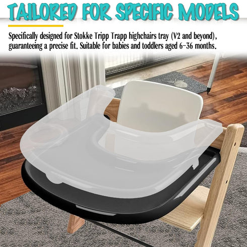 High Chair Tray Cover Compatible with Stokke Tripp Trapp Chair with Cup Holder - Smooth Surface and Strong Suction