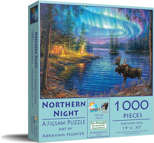 SUNSOUT INC - Northern Night 1000 pc Jigsaw Puzzle by Artist Abraham Hunter - Nature, Finished Size 19" x 30" - MPN#