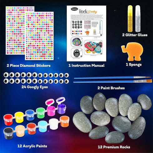 12 6-12, Halobios Rock Painting Kit, Rocks for Painting, Arts and Crafts for Kids Ages Rock Painting Kit for Adults