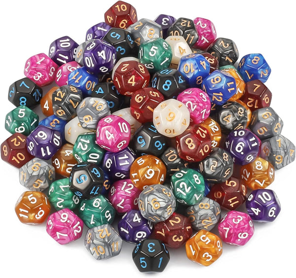 CiaraQ DND Polyhedral Dice (100pcs) with A Dice Bag Compatible with Dungeons