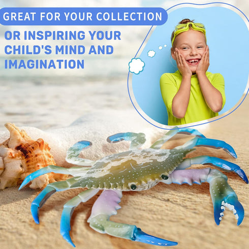 2Pcs Crab Toys for Babies, Realistic Ocean Animal Educational Model, Bath Toy for Kids