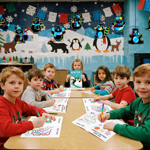 Set Frozen (24Set BenLouis Winter Party Favors Holiday Themed Coloring Book Classroom Gift Prizes Bulk for Students