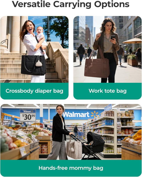 BAGSMART Diaper Bag Tote Puffer, Hospital Bag for Labor Delivery with Pacifier Case, Lightweight Baby Bag for Travel