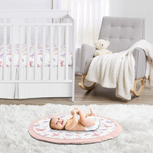 Tummy Sweet Jojo Designs Pink/Purple Shabby Chic Butterfly Girl Baby Play Mat Time Activity, Toddler Floor Infant