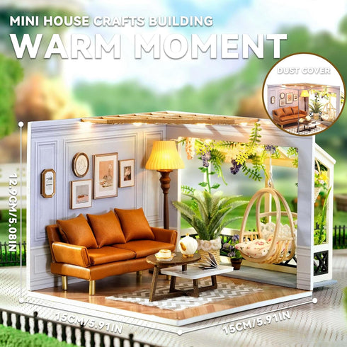 Flever DIY Miniature House Kit, Tiny Home Kit with LED Light, Mini House Build Craft Kits for Adults and Teens, Home