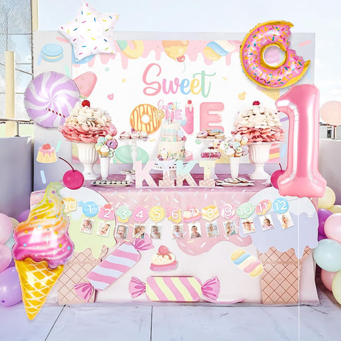 1st 150 Kriyokiaa Birthday Decorations for Girl Pcs Sweet One Birthday Party Decorations with Balloon Garland