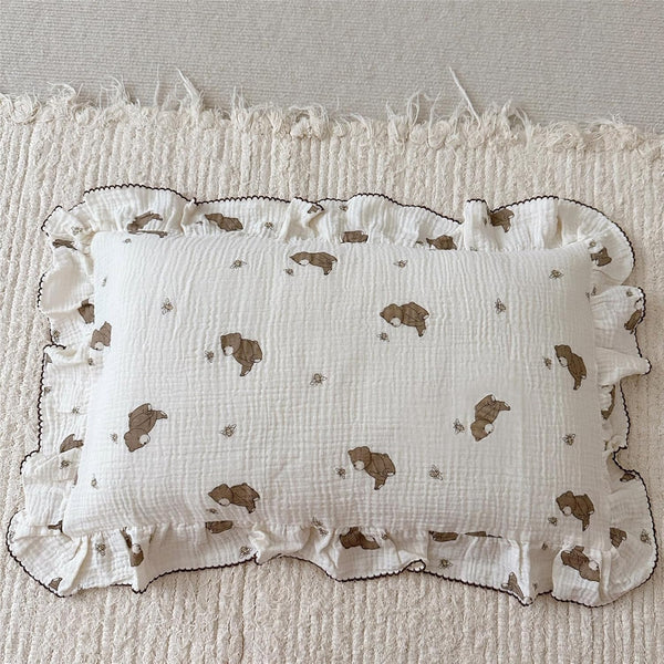 AOJIM Cute Cartoon Pattern Muslin Toddler Kids Pillow Case Super Soft Cotton