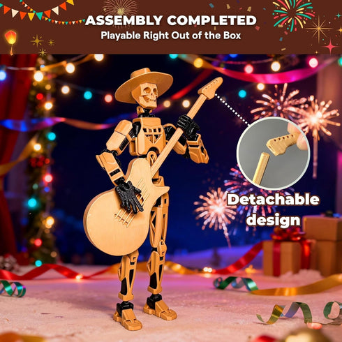 T13 (Dummy 13 13), Skullstrummer 3D Action Figure / Titan - Printed Poseable Robot with Accessories for Stop Motion
