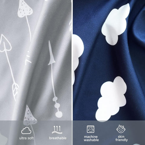 4 Pack Crib Sheets for Boys and Girls Fitted - Breathable, Soft Microfiber Baby Sheets in Grey, Navy and White