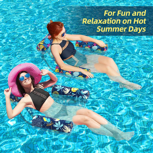 2 Packs Hammock, Summer Sunikko X Pool Floats Adult Fabric Heavy Duty Inflatable Pool Chair Blow Up Floaties