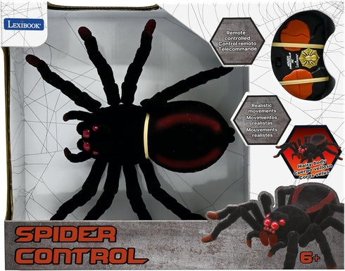 8 2 SPIDER01 LEXiBOOK, Realistic Remote Controlled Tarantula/Spider, Hairy Legs, mandibles, Light Effects in The Eyes