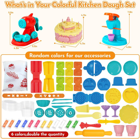 61 3 1 Sets 3-4-8, Playset Aprilwolf PCS in Dough for Kids Ages Art Crafts Dough Tools Kit, Ice Cream Noodle Cake Maker
