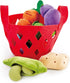 Hape Toddler Vegetable Basket, Soft Grocery Food Playset with Cabbage, Bean Pod, Carrot, and More