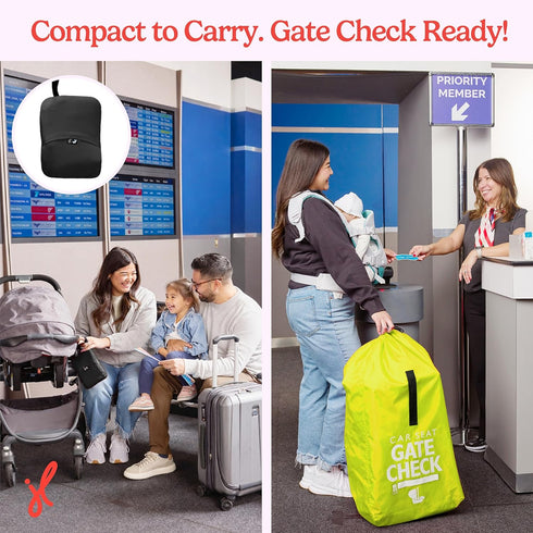 J.L. Childress Gate Check Travel Bag for Car Seats - Car Seat Travel Bag for Airplane, Includes AIRTAG Holder, Fits All