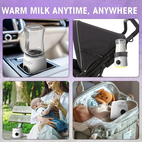 Rebeccah's Well Being 4 Settings, Portable Bottle Warmer for Travel with built in Nightlight, Fast Heat Lightweight
