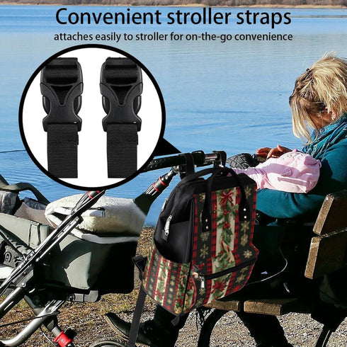 Hsnar Backpack Christmas Tree Bell Waterproof Diaper Bag Large Capacity Baby Bag with Stroller Straps, Multi-Pocket