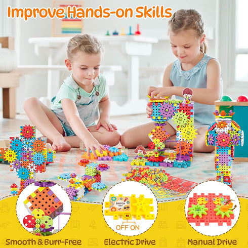 234 Set 3+ Pycoal Gears Building Blocks, STEM Educational Toys PCS Gears Building Toys Kids Tool with Electric Drill