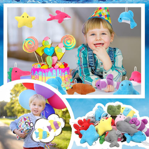 Deekin 100 Pack Mini Stuffed Animals, Bulk Small Plush Animal Toys, Tiny Critter Keychain Set for Kids Party Favors