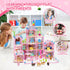 randhar 4-Story 15 2 3 4 5 6 7 8 9 10+ Doll House for Girls, Dream Dollhouse Rooms with Dolls, Lights, Animals
