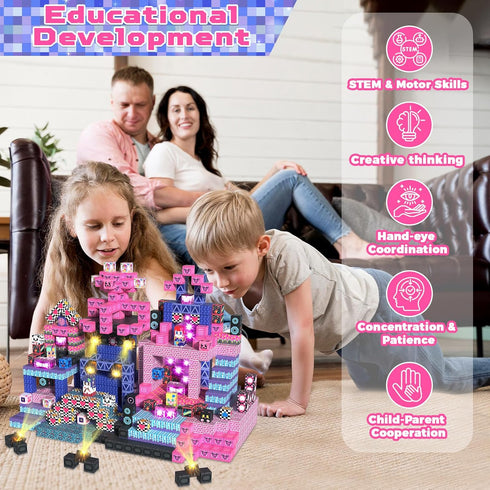 150PCS 3+ Annexfun Magnetic Blocks with Light Up Blocks,Magnetic Cubes Magnetic Building Blocks Toys for Ages STEM